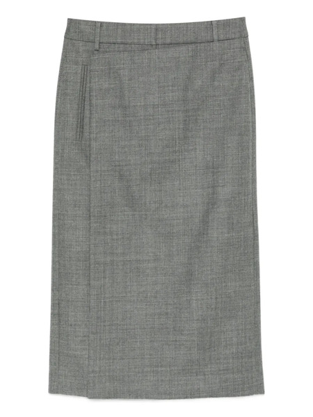 Tibi Falda Midi Con Abertura Trasera - Gris 