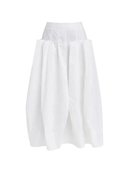 Tibi Falda Midi De Popelina - Blanco 