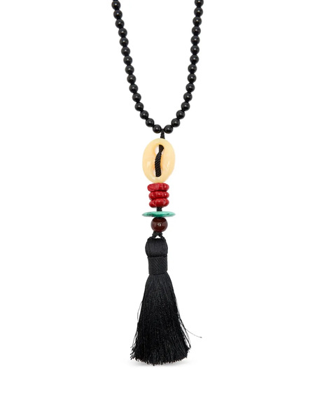  Timeless Pearly Collar De Cuentas Con Borla Colgante - Negro 