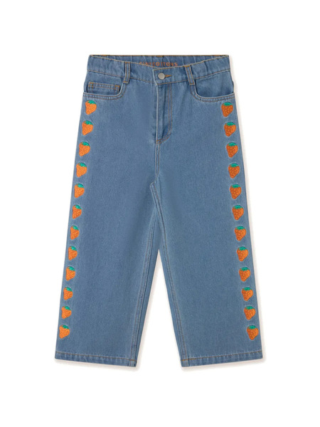  Tiny Cottons Vaqueros Con Fresas Bordadas - Azul 