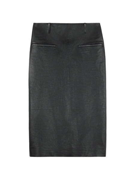  Tod's Falda De Piel Midi - Negro 
