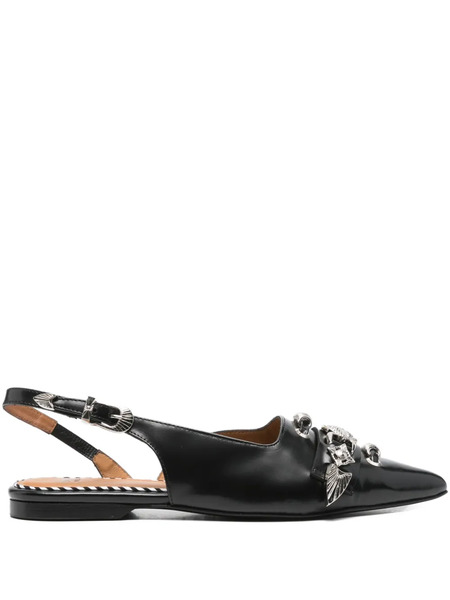  Toga Pulla Mules Con Detalle De Hebilla - Negro 
