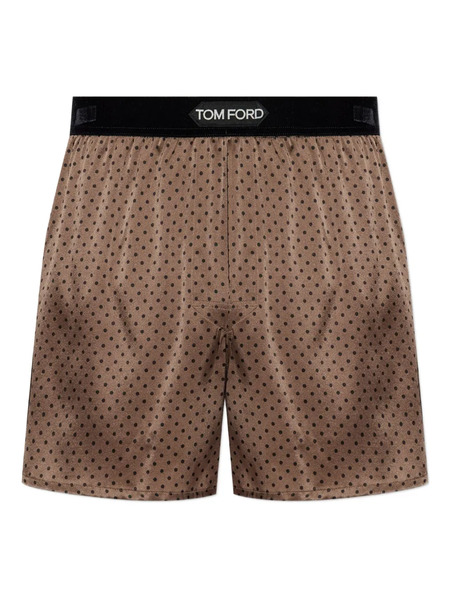  Tom Ford Bóxeres De Seda Con Motivo De Lunares - Marrón 