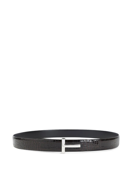  Tom Ford Cinturón Con Efecto De Piel De Cocodrilo En Relieve - Marrón 