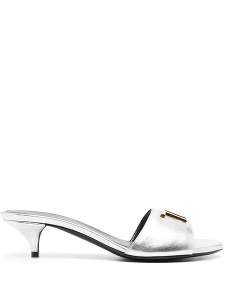  Tom Ford Mules Con Placa Del Logo - Plateado 