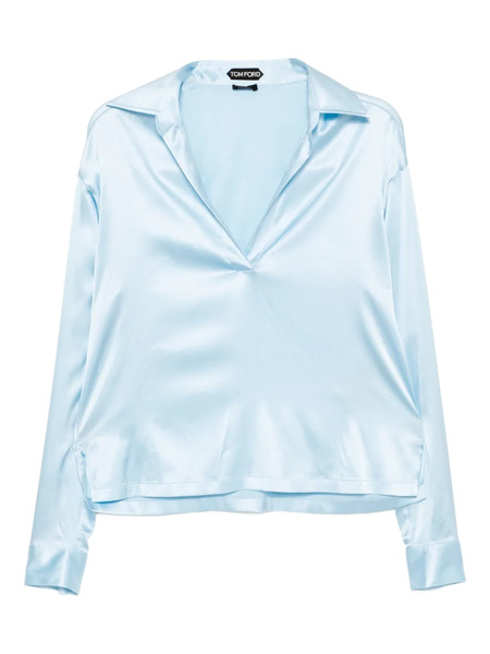  Tom Ford Polo Con Logo Bordado - Azul 
