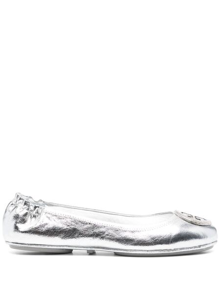  Tory Burch Bailarinas Minnie Travel - Plateado 