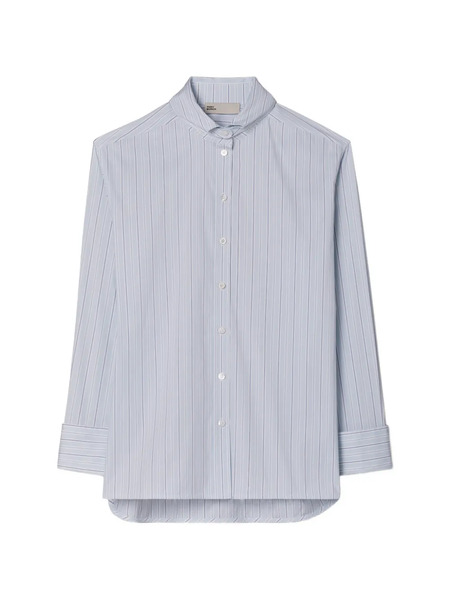  Tory Burch Camisa A Rayas De Algodón - Azul 