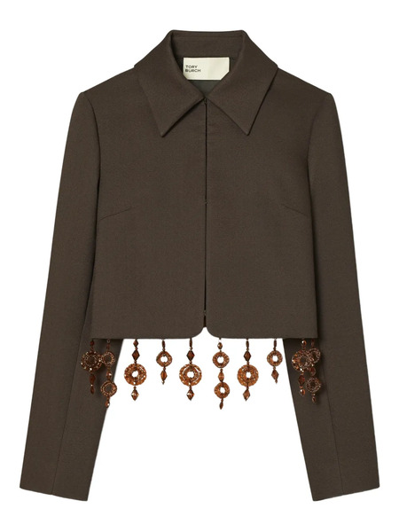  Tory Burch Chaqueta Con Cuentas - Marrón 