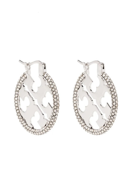  Tory Burch Pendientes Redondos Con Logo - Plateado 