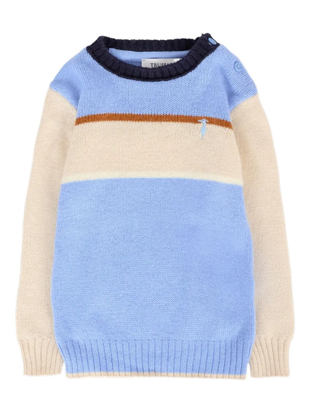  Trussardi Junior Jersey Con Panel A Rayas - Azul 