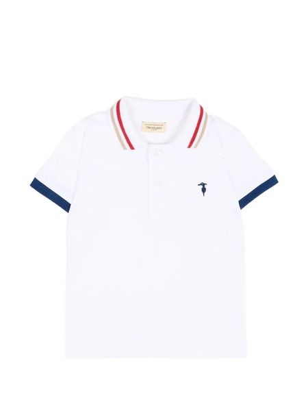  Trussardi Junior Polo Con Cuello A Rayas - Blanco 