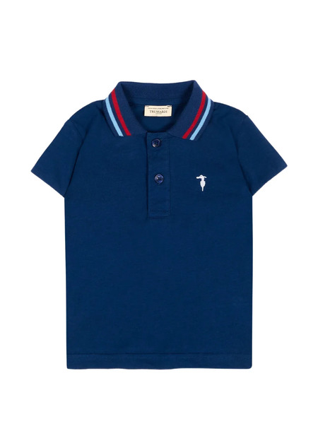  Trussardi Junior Polo Con Ribete De Rayas - Azul 