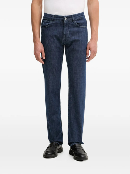  Trussardi Vaqueros Rectos Con Parche Del Logo - Azul 