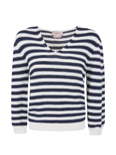  Twinset Jersey De Punto A Rayas - Azul 