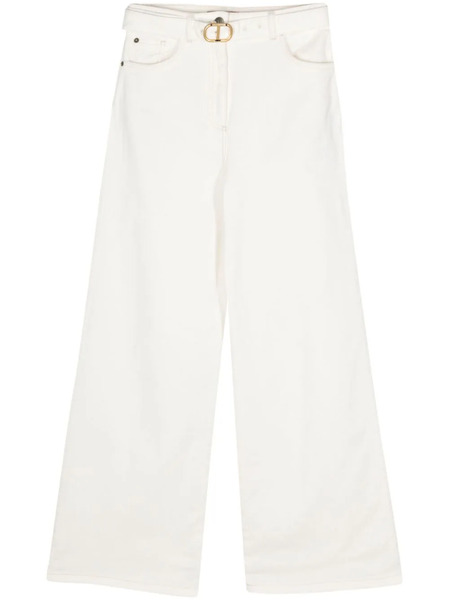  Twinset Vaqueros Anchos De Talle Medio - Blanco 