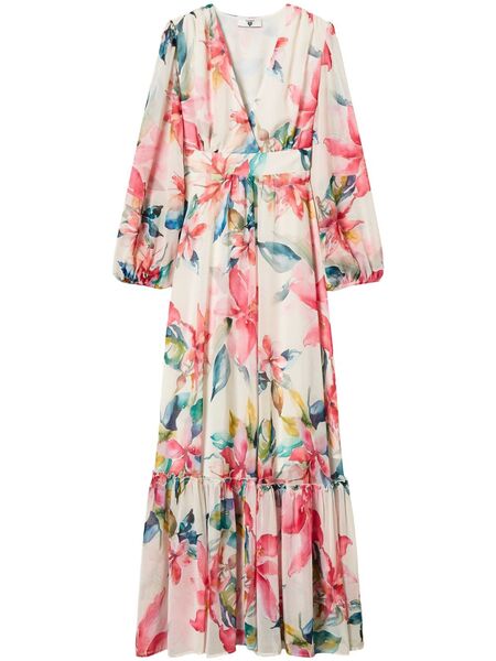  Twinset Vestido Largo Con Estampado Floral - Blanco 