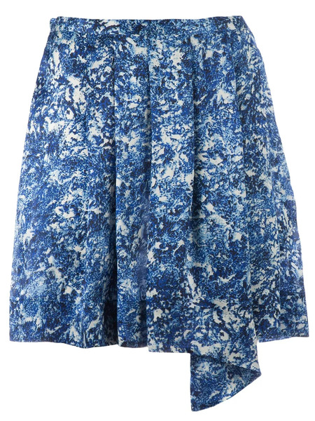 Twisty Parallel Universe Floral Print Skirt - Azul 