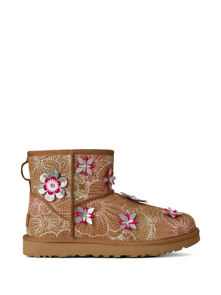  Ugg Botas Classic Mini Con Aplique Floral - Marrón 