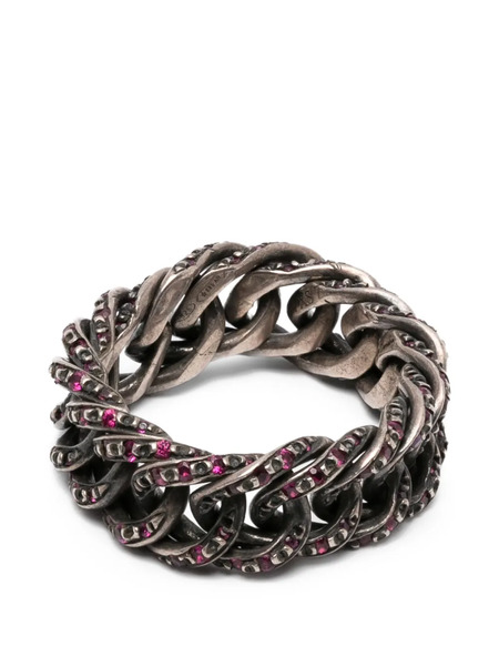  Ugo Cacciatori Anillo De Cadena Con Rubíes - Plateado 