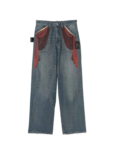  Undercover Vaqueros Anchos Con Estampado De Cortina - Azul 
