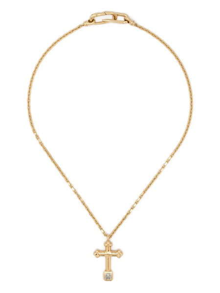  Uniform Object Collar Cross En Oro Amarillo De 18kt Con Diamantes - Dorado 