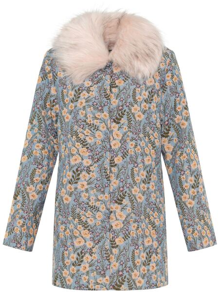  Unreal Fur Abrigo Feuilles Mortes - Azul 