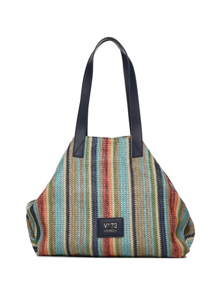  V°73 Bolso De Hombro A Rayas - Azul 