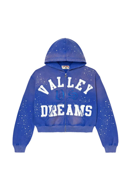  Vale Sudadera Con Capucha Y Apliques De Strass - Azul 