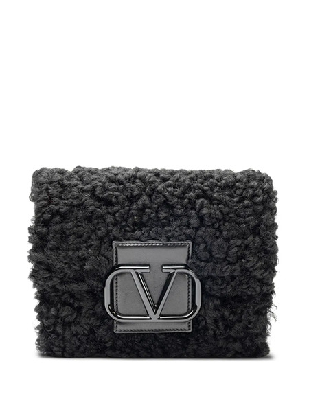  Valentino Garavani Bolso De Hombro Texturizado Con Logo - Negro 