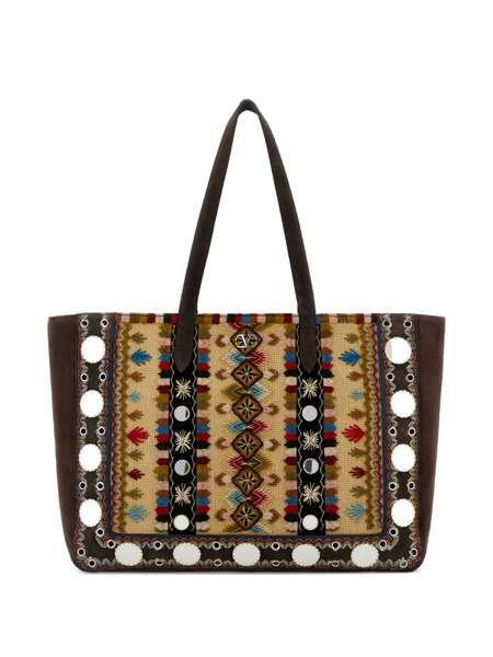  Valentino Garavani Bolso Shopper Nelcôte Con Bordado - Marrón 