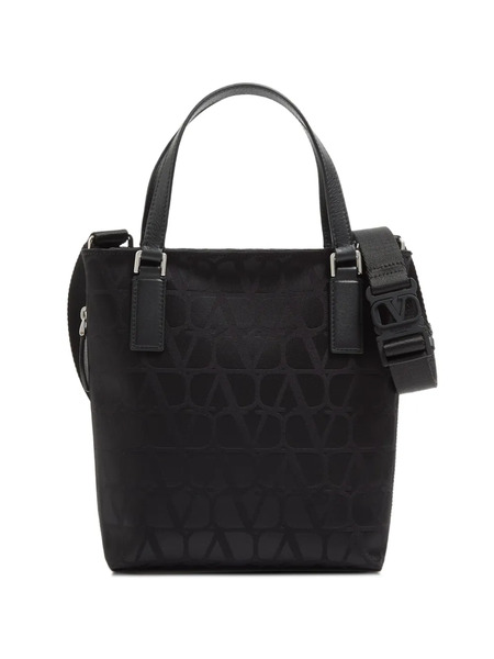  Valentino Garavani Bolso Shopper Toile Iconographe Mini En Tejido Técnico Con Detalles De Piel - Negro 