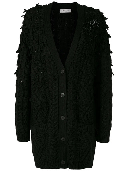  Valentino Garavani Cárdigan Oversize Con Ribete De Borlas - Negro 