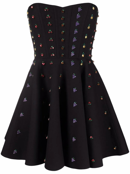  Valentino Garavani Vestido Corto Con Detalle De Cristales - Negro 