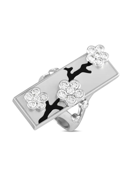  Van Cleef & Arpels Pre-owned Anillo Miroir Des Eaux En Oro Blanco De 18 Ct Con Diamantes Y ónix - Plateado 