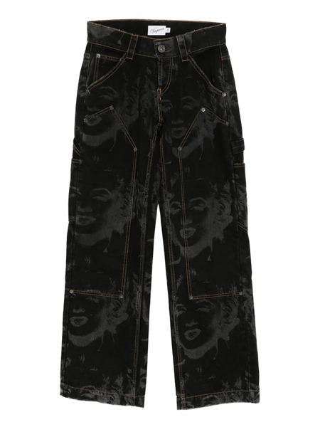  Vaquera Vaqueros Con Estampado Gráfico - Negro 