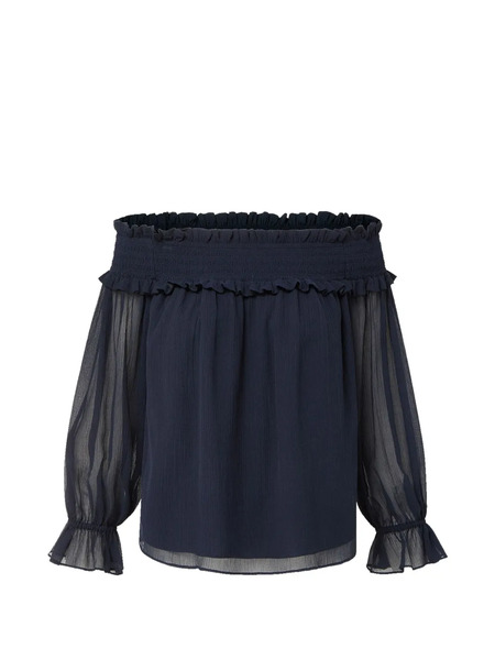 Veronica Beard Callum Off-shoulder Ruffled Blouse - Azul 