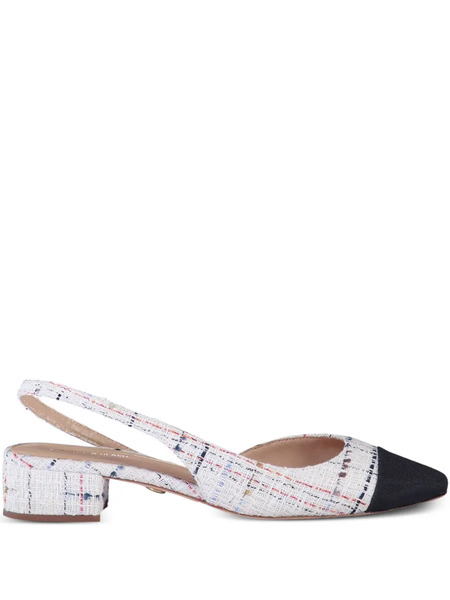  Veronica Beard Cecile Tweed Slingback Pumps - Blanco 