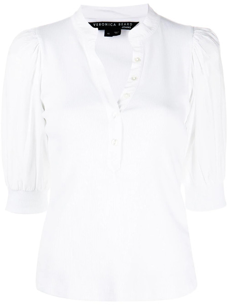  Veronica Beard Top Coralee Con Botones - Blanco 