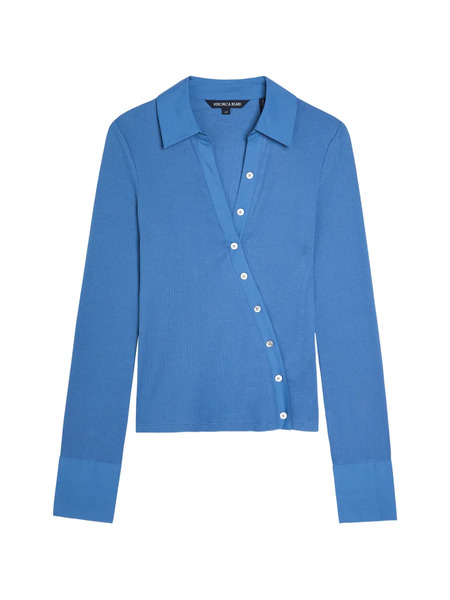  Veronica Beard Top Sin Mangas Con Botones - Azul 