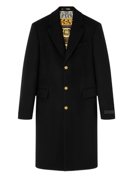  Versace Abrigo De Lana Con Botones - Negro 