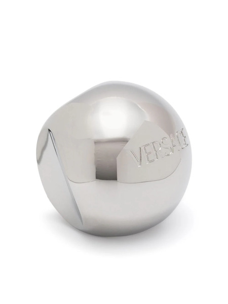  Versace Anillo Sphere Con Logo Grabado - Plateado 