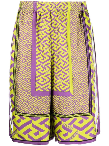  Versace Bermudas Con Estampado La Greca - Amarillo 