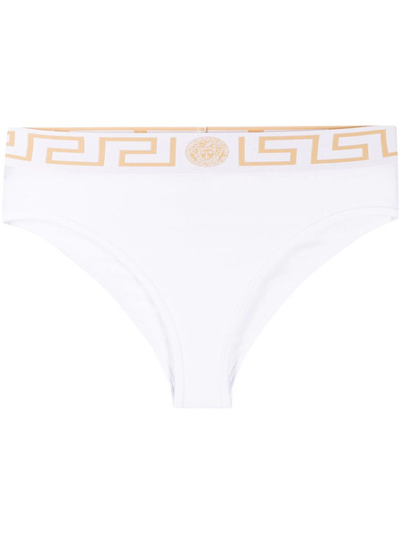  Versace Bragas Greca Border De Talle Alto - Blanco 