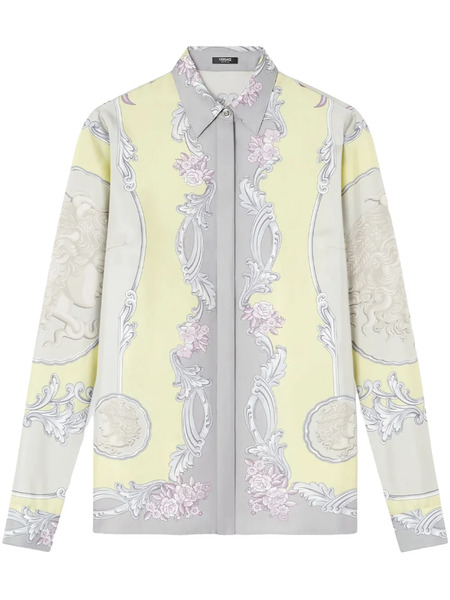  Versace Camisa Cameo De Seda - Amarillo 