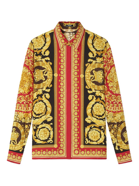  Versace Camisa Con Estampado Barocco - Rojo 