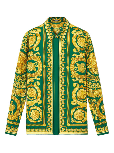  Versace Camisa Con Estampado Barocco - Verde 