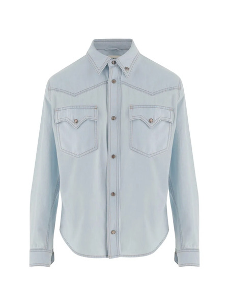  Versace Camisa Vaquera De Cambray - Azul 