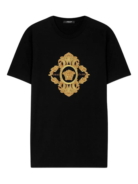  Versace Camiseta Con Bordado Architectural Baroque - Negro 