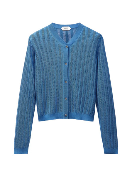  Versace Cárdigan De Canalé - Azul 